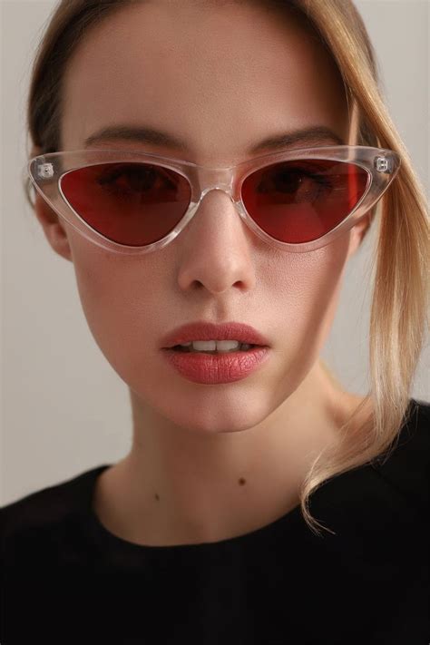 red thin cat eye sunglasses|red cat eye sunglasses women's.